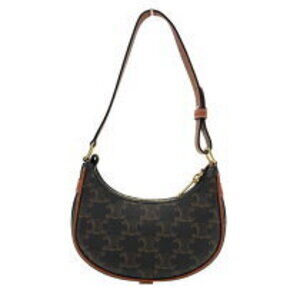 Celine Ava Tan Calfskin Triomphe Canvas Handbag